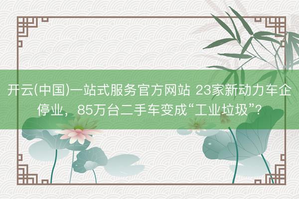 开云(中国)一站式服务官方网站 23家新动力车企停业，85万台二手车变成“工业垃圾”？