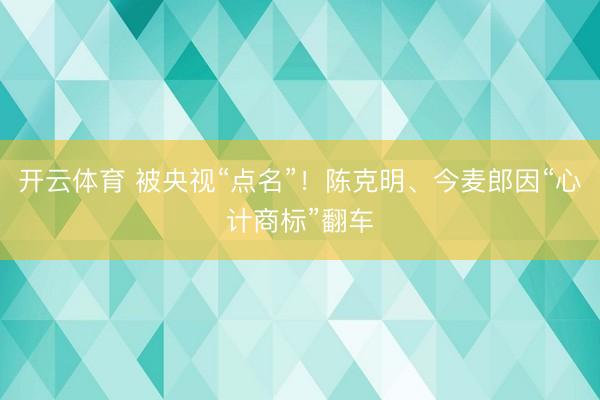 开云体育 被央视“点名”！陈克明、今麦郎因“心计商标”翻车