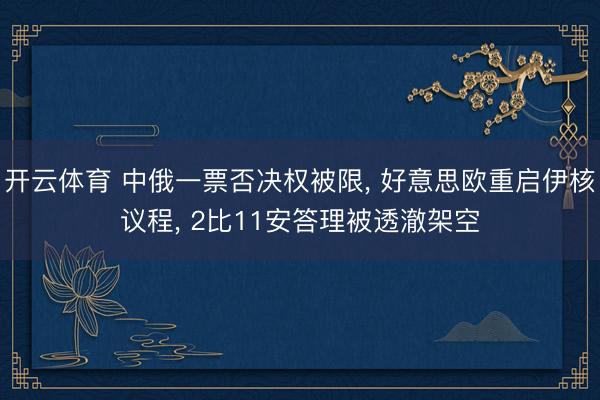 开云体育 中俄一票否决权被限, 好意思欧重启伊核议程, 2比11安答理被透澈架空