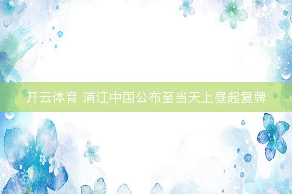 开云体育 浦江中国公布至当天上昼起复牌