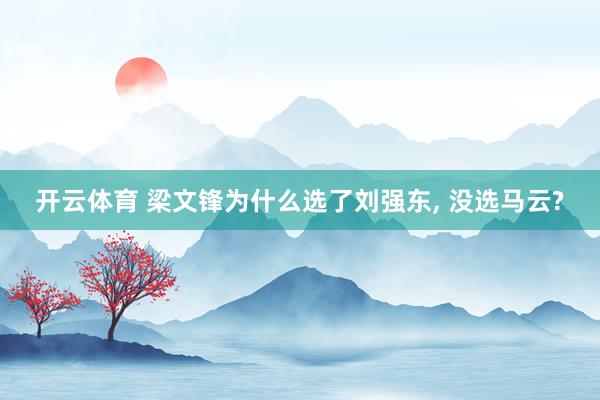 开云体育 梁文锋为什么选了刘强东， 没选马云?